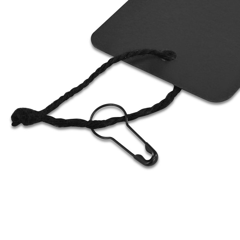 LOOMY 200 PCS Marking Tags with Safety Pins and 157 Feet Natural String to Label Clothes for Garage Yard Consignment Tag Black - Image 2